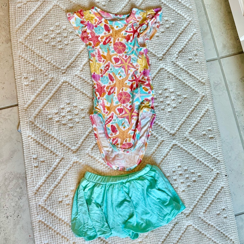 Posh Peanut Sandy 2pc Onesie with Skirt 12-18mo